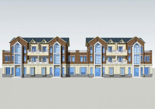 Sketchup别墅模型|联排别墅，英式古典风格