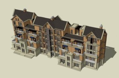 Sketchup别墅模型|叠拼别墅,英式古典风格-BIM建筑网