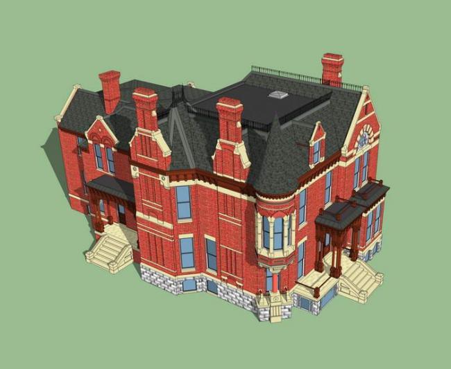 Sketchup别墅模型|独栋别墅，叠拼别墅，古典风格，维多利亚风格
