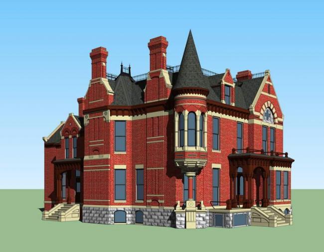 Sketchup别墅模型|独栋别墅，叠拼别墅，古典风格，维多利亚风格