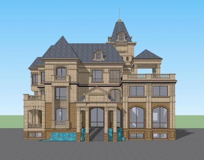 Sketchup别墅模型|独栋别墅，叠拼别墅，法式风格，古典风格