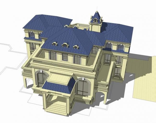 Sketchup别墅模型|联排别墅，叠拼，欧式风格，古典风格
