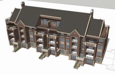 Sketchup别墅模型|叠拼别墅,英式古典风格-BIM建筑网