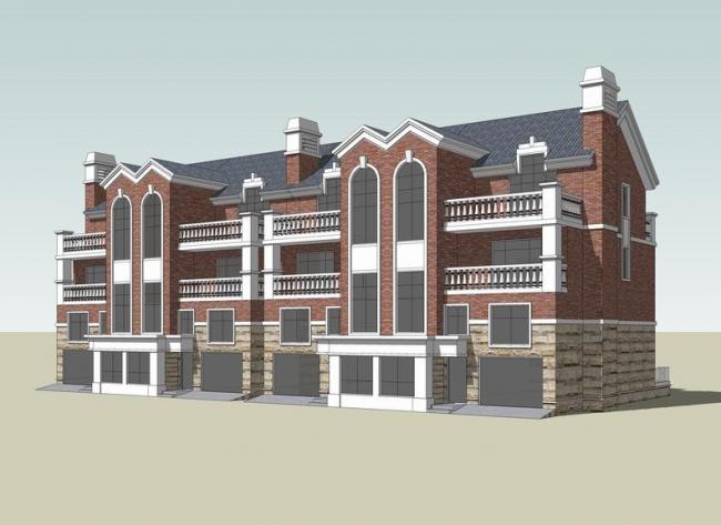 Sketchup别墅模型|联排别墅，英式古典风格