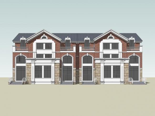 Sketchup别墅模型|联排别墅，英式古典风格