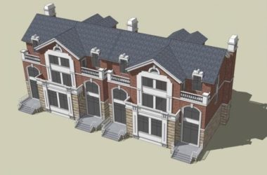 Sketchup别墅模型|联排别墅,英式古典风格-BIM建筑网