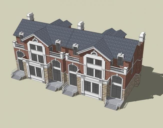 Sketchup别墅模型|联排别墅，英式古典风格