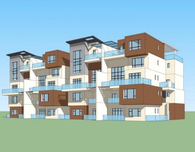 Sketchup别墅模型|叠拼别墅，现代风格