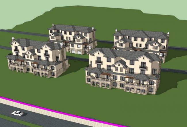 Sketchup别墅模型|法式风格，古典风格，联排别墅