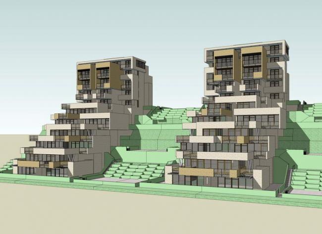 Sketchup别墅模型|山地别墅，现代风格，叠拼别墅