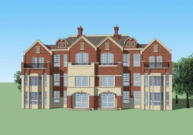 Sketchup别墅模型|双拼别墅，英式风格，古典风格