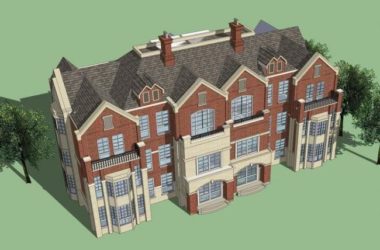 Sketchup别墅模型|双拼别墅，英式风格，古典风格-BIM建筑网