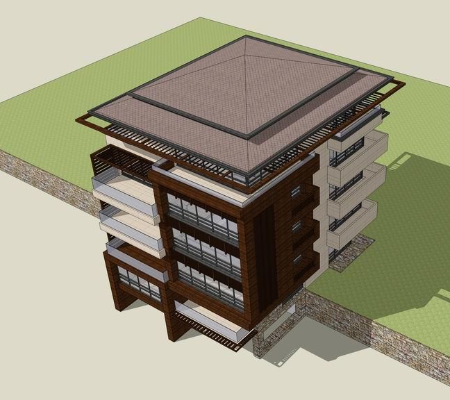Sketchup别墅模型|新中式风格，多层别墅