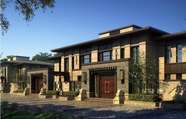 Sketchup别墅模型|联排别墅，花园洋房，新中式风格