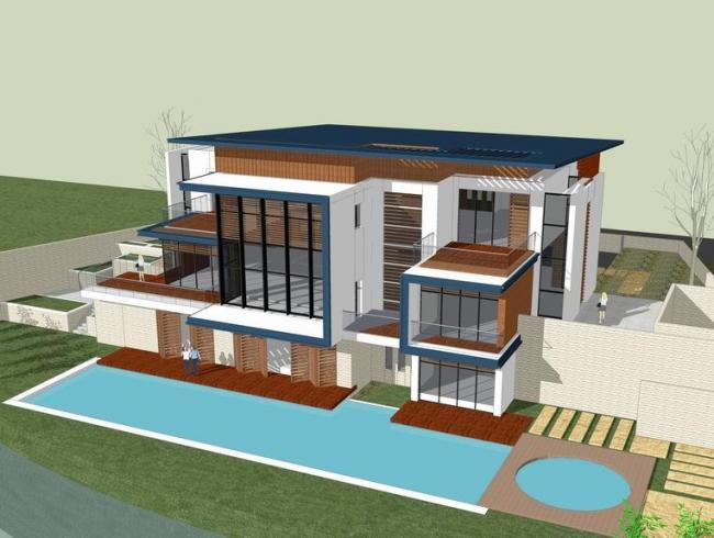 Sketchup别墅模型|独栋别墅，现代风格