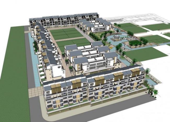 Sketchup别墅模型|别墅群，新中式风格