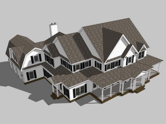 Sketchup别墅模型|独栋别墅，美式风格