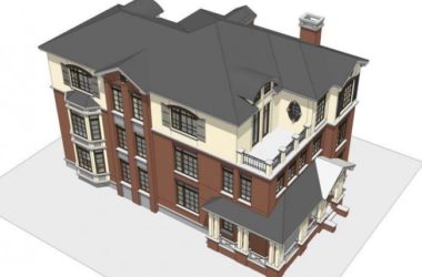 Sketchup别墅模型|独栋别墅，古典风格-BIM建筑网