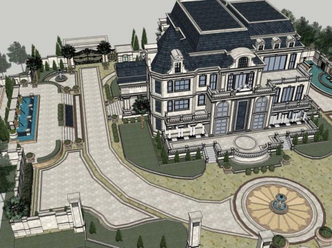 Sketchup别墅模型|叠拼别墅，古典风格