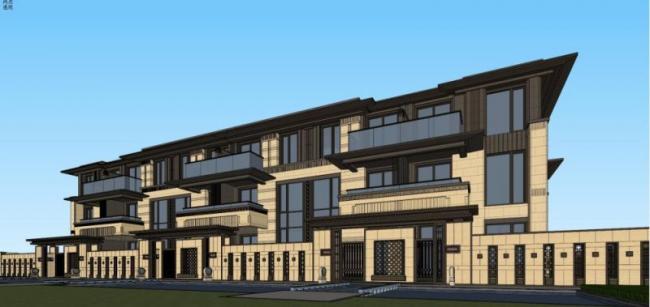 Sketchup别墅模型|联排别墅，花园洋房，新古典风格