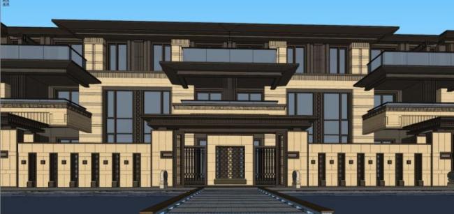 Sketchup别墅模型|联排别墅，花园洋房，新古典风格