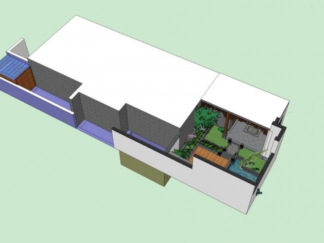 Sketchup别墅模型|别墅院子，新中式风格