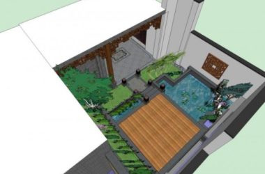 Sketchup别墅模型|别墅院子,新中式风格-BIM建筑网