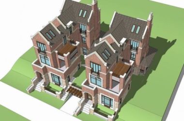 Sketchup别墅模型|双拼别墅,英式风格,古典风格-BIM建筑网