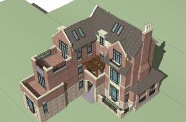 Sketchup别墅模型|L型别墅,叠拼别墅,英式风格,古典风格-BIM建筑网