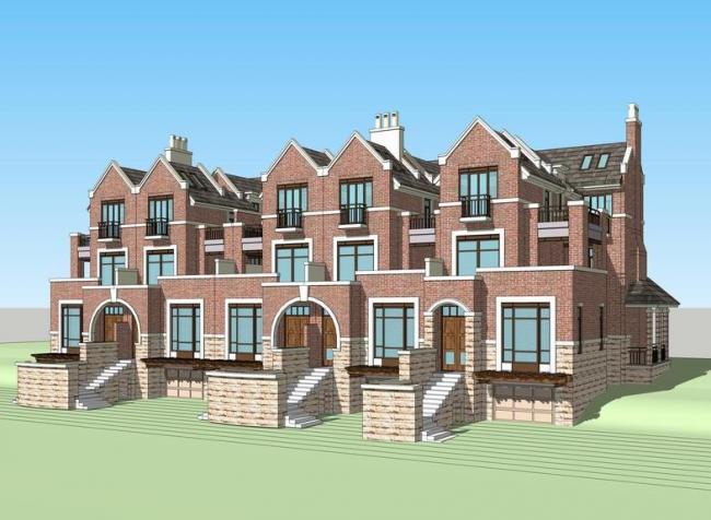 Sketchup别墅模型|联排别墅，英式风格，古典风格