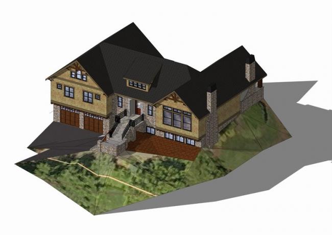 Sketchup别墅模型|乡村别墅，独栋别墅，古典风格