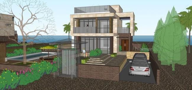 Sketchup别墅模型|多层海景房，独栋别墅，现代风格