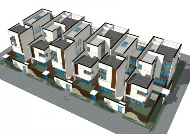 Sketchup别墅模型|联排别墅，新中式风格