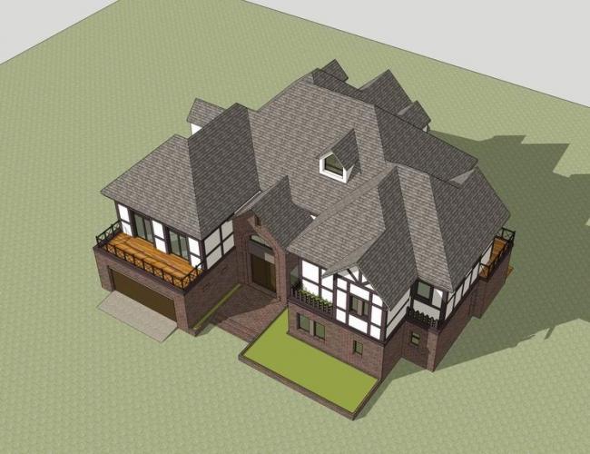 Sketchup别墅模型|独栋别墅，古典风格，法式风格