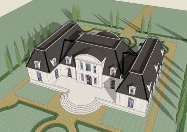 Sketchup别墅模型|独栋别墅，古典风格，法式风格