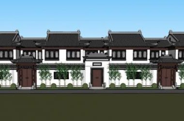 Sketchup别墅模型|合院别墅，中式风格-BIM建筑网