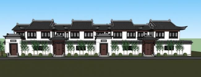 Sketchup别墅模型|合院别墅，中式风格