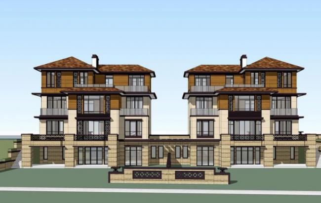 Sketchup别墅模型|双拼别墅，叠拼，东南亚风格