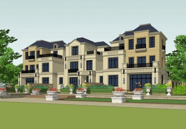 Sketchup别墅模型|联排别墅，法式古典风格