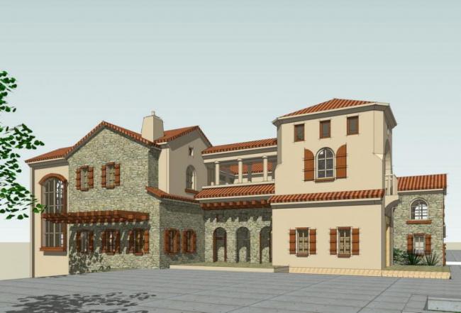 Sketchup别墅模型|独栋别墅，西班牙古典风格