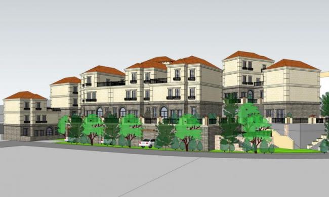 Sketchup别墅模型|联排别墅，西班牙古典风格