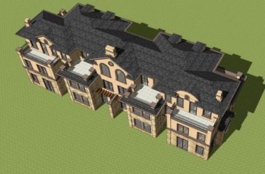 Sketchup别墅模型|联排别墅，法式风格古典风格-BIM建筑网