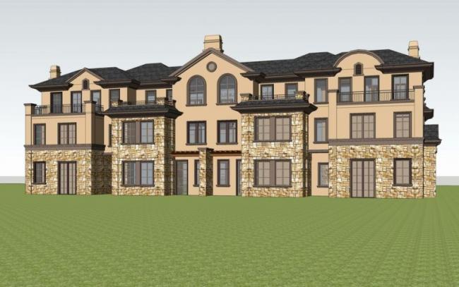 Sketchup别墅模型|联排别墅，法式风格古典风格