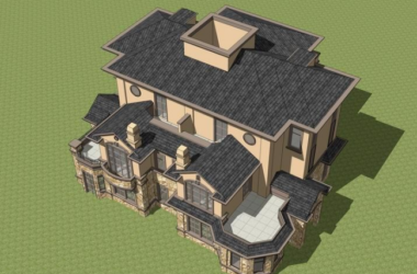 Sketchup别墅模型|双拼别墅，法式古典风格-BIM建筑网