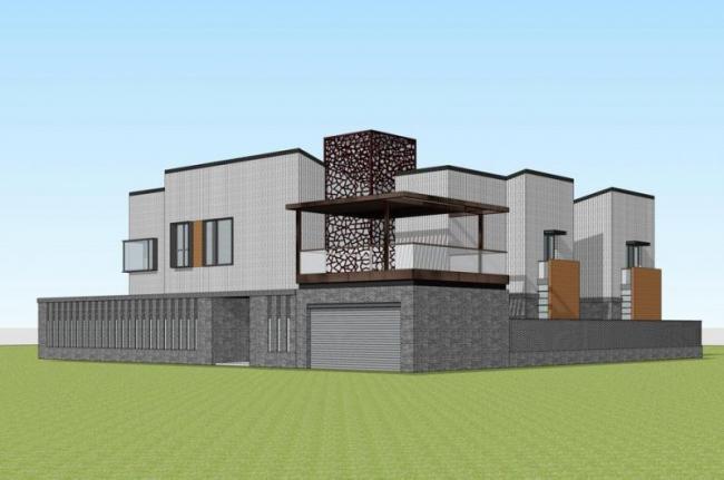 Sketchup别墅模型|独栋别墅，新中式风格