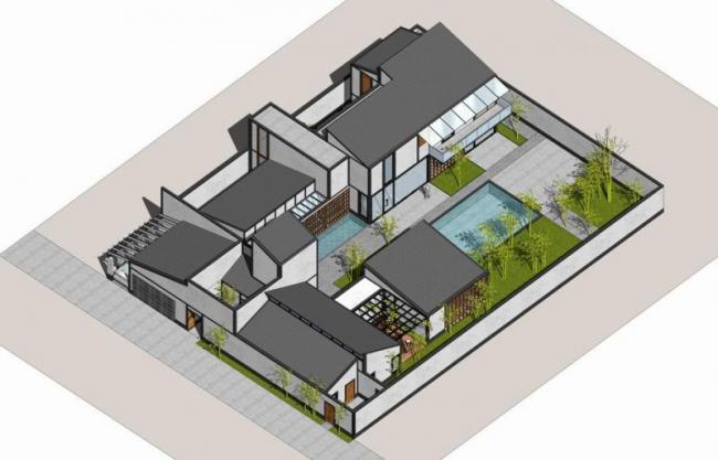 Sketchup别墅模型|独栋别墅，新中式风格