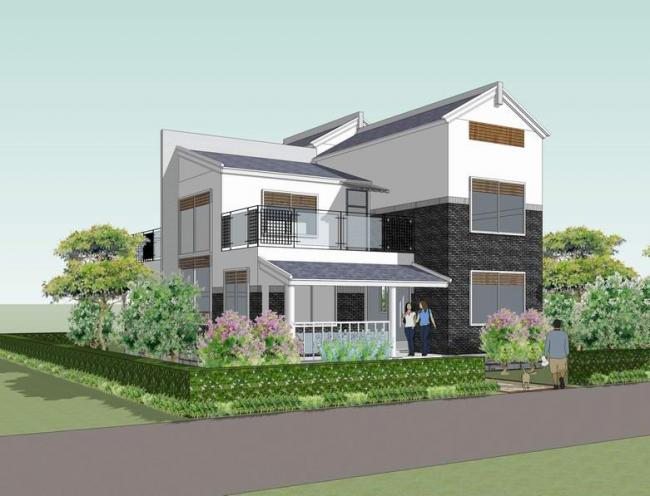 Sketchup别墅模型|独栋别墅，叠拼，中式风格