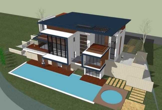 Sketchup别墅模型|独栋别墅，现代风格