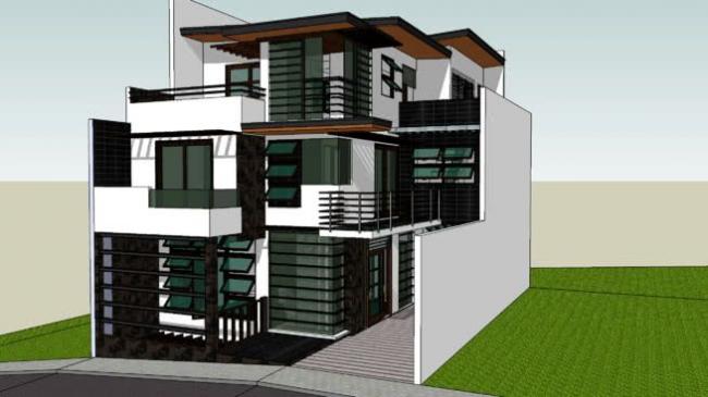 Sketchup别墅模型|独栋别墅，现代风格