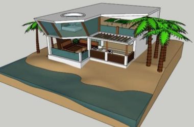 Sketchup别墅模型|独栋别墅，海边，现代风格-BIM建筑网